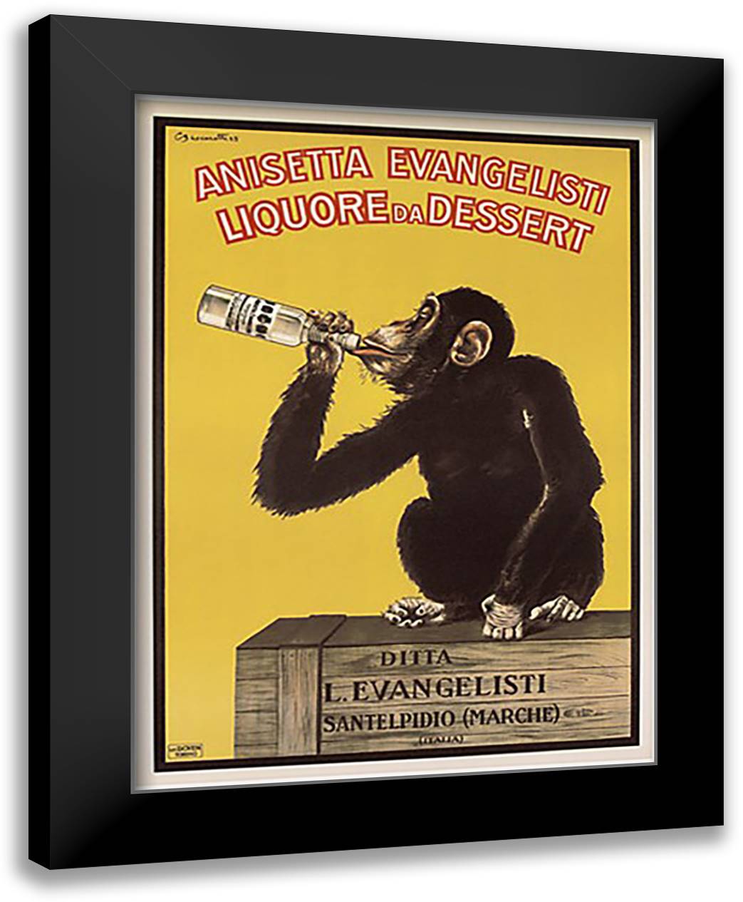 Anisetta Monkey 28x38 Black Modern Wood Framed Art Print Poster by Biscaretti, Carlo