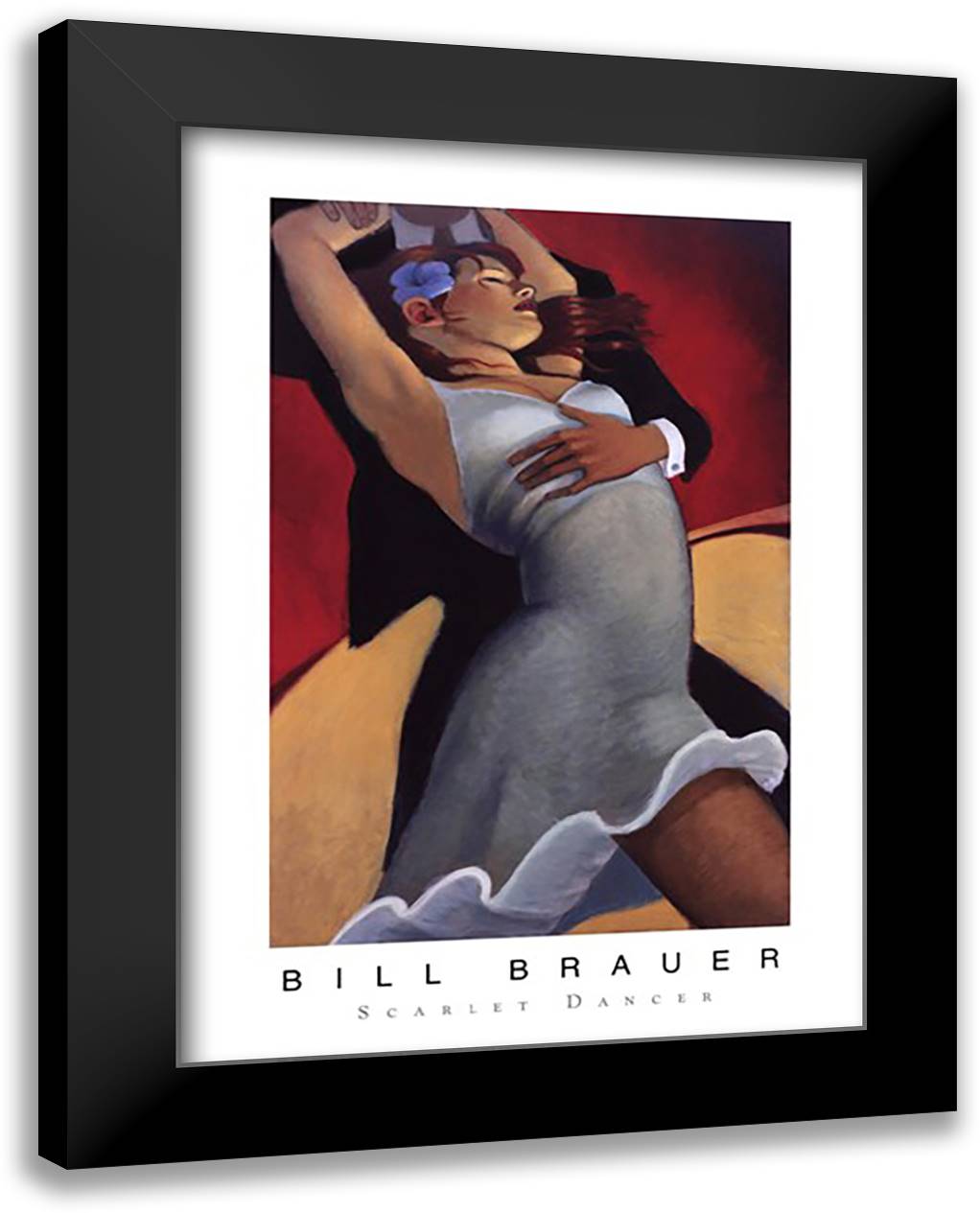 Scarlet Dancer 18x24 Black Modern Wood Framed Art Print Poster by Brauer, Bill