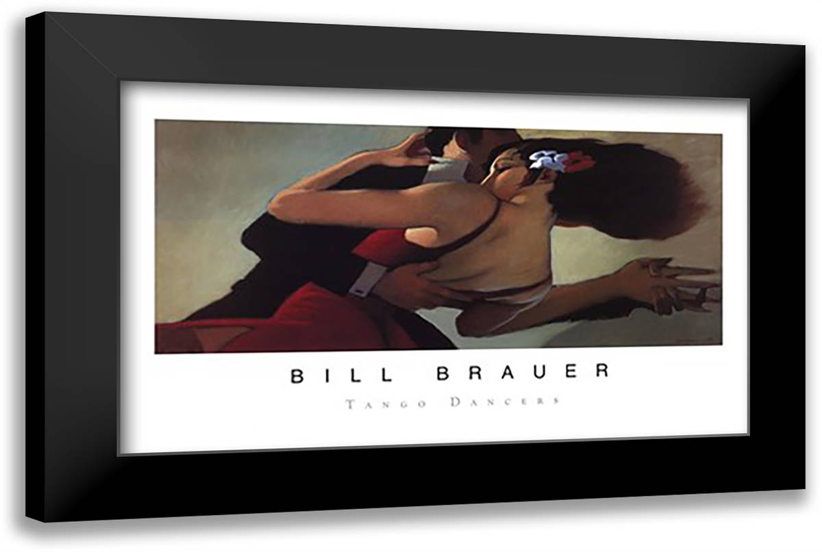 Tango Dancers 24x16 Black Modern Wood Framed Art Print Poster by Brauer, Bill