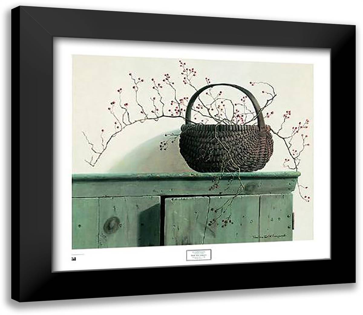 Wild Rose Berries, c.1987 32x28 Black Modern Wood Framed Art Print Poster by Campanelli, Pauline Eble