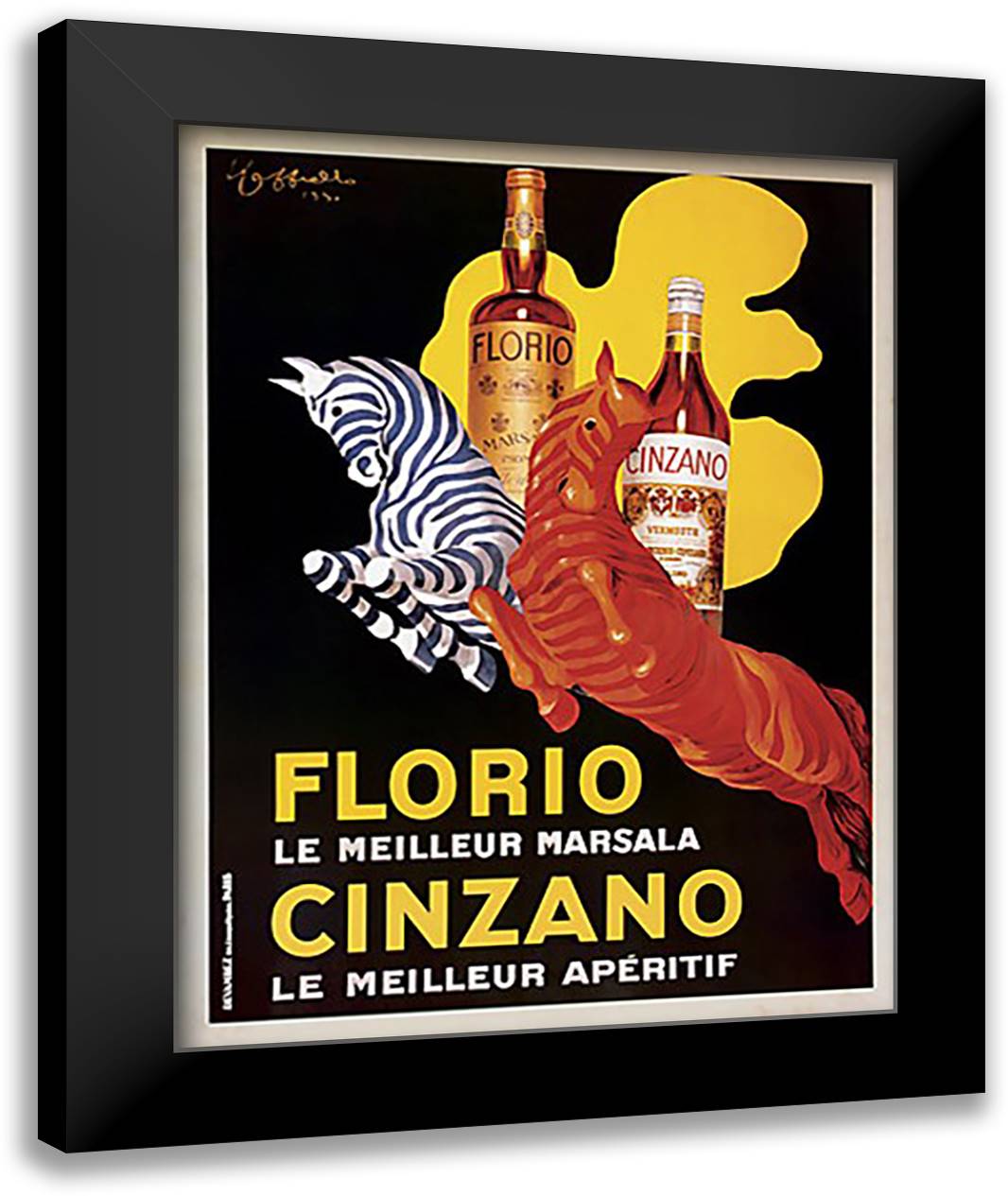 Florio e Cinzano, 1930 28x36 Black Modern Wood Framed Art Print Poster by Cappiello, Leonetto