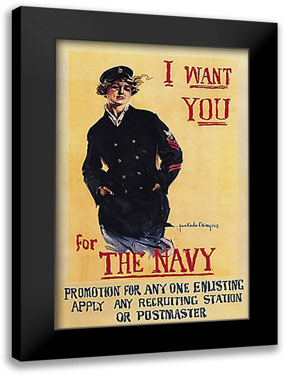 I Want You for the Navy 26x38 Black Modern Wood Framed Art Print Poster by Christy, Howard
