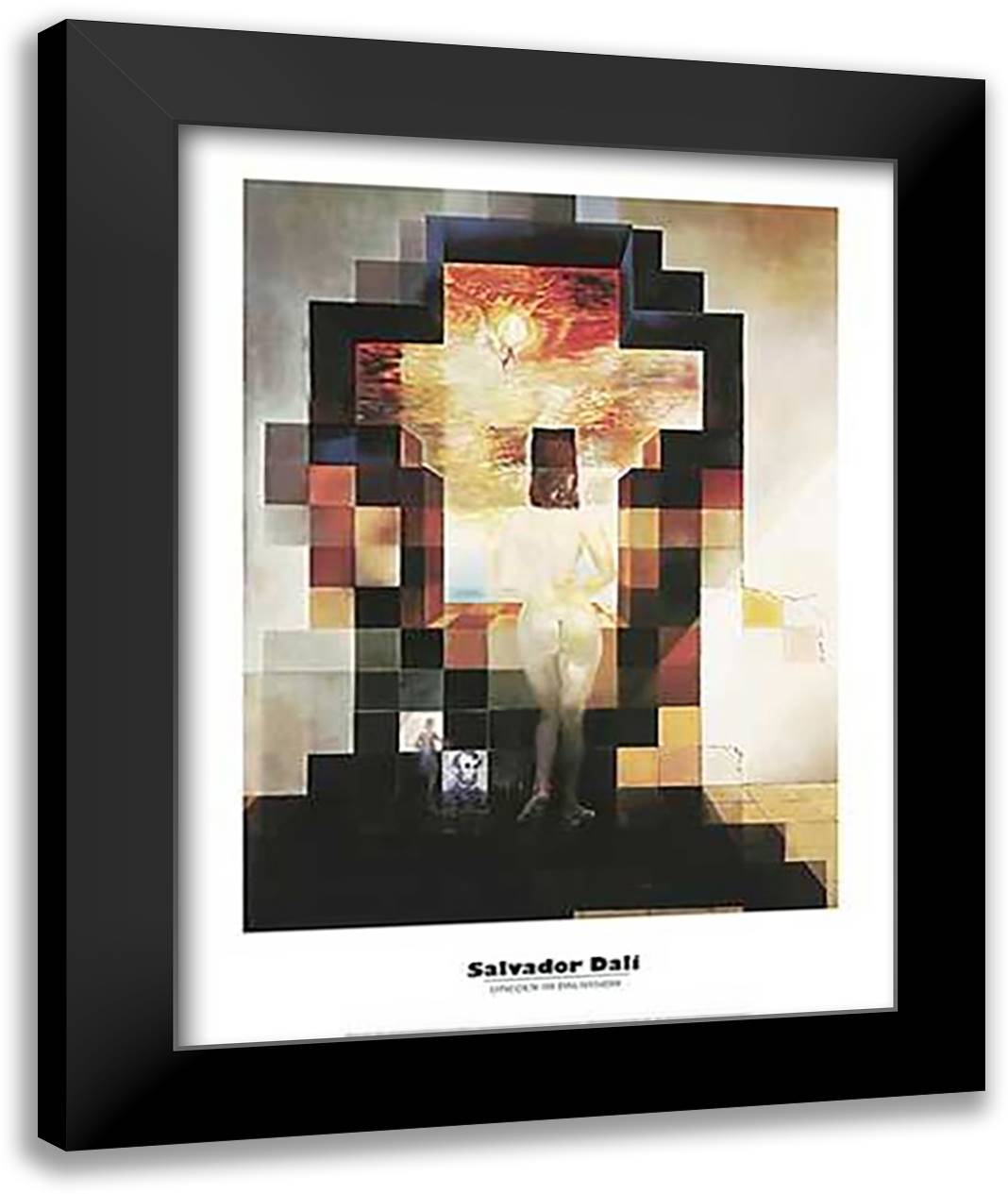 Gala Contemplating the Mediterranean Sea Which at Twenty Meters Becomes the Portrait of Abraham Lincoln, c.1976 28x36 Black Modern Wood Framed Art Print Poster by Dali, Salvador