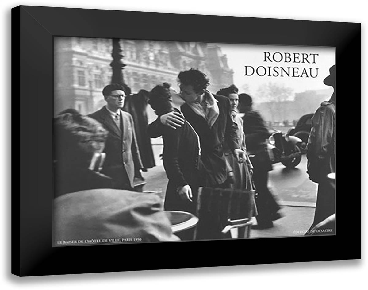 Hotel De Ville 36x28 Black Modern Wood Framed Art Print Poster by Doisneau, Robert