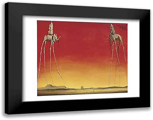 Les Elephants, c.1948 36x28 Black Modern Wood Framed Art Print Poster by Dali, Salvador