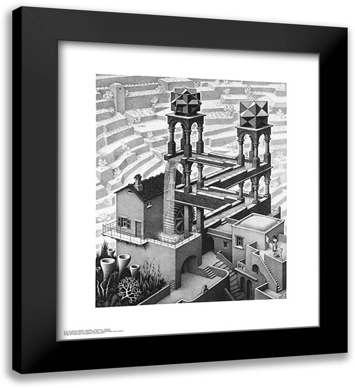 Waterfall 26x30 Black Modern Wood Framed Art Print Poster by Escher, M.C.