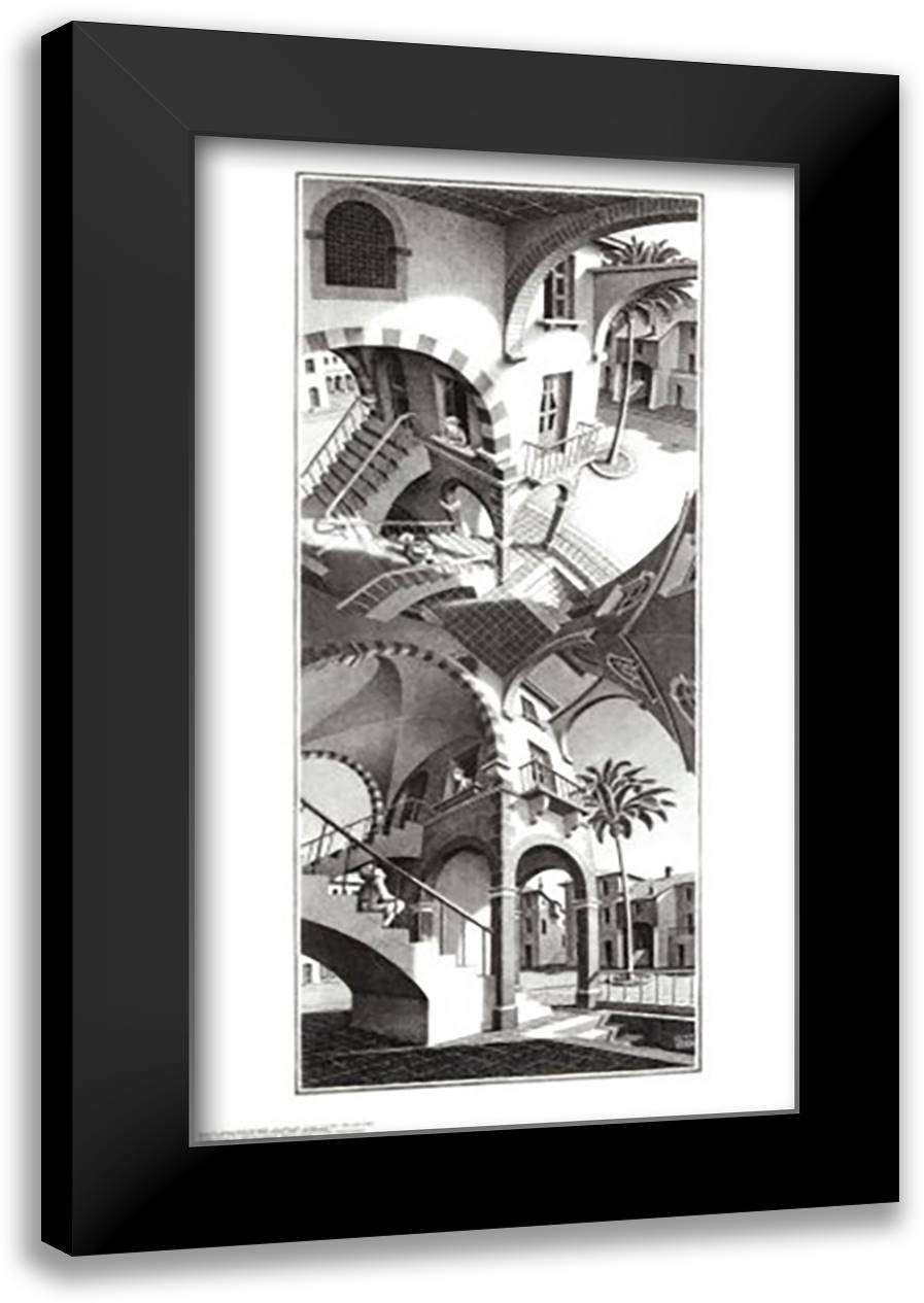 High and Low 22x35 Black Modern Wood Framed Art Print Poster by Escher, M.C.