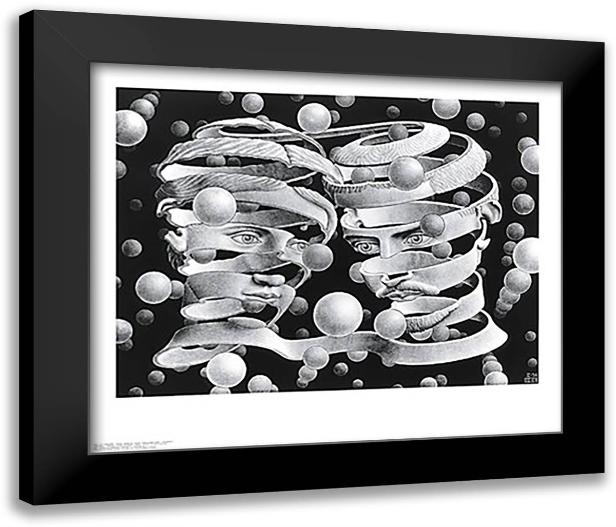 Bond of Union 30x26 Black Modern Wood Framed Art Print Poster by Escher, M.C.