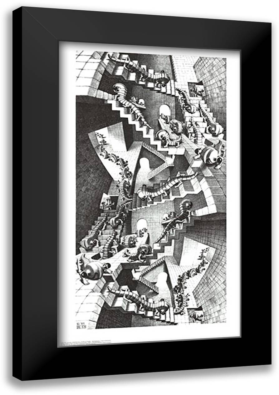 House of Stairs 22x35 Black Modern Wood Framed Art Print Poster by Escher, M.C.