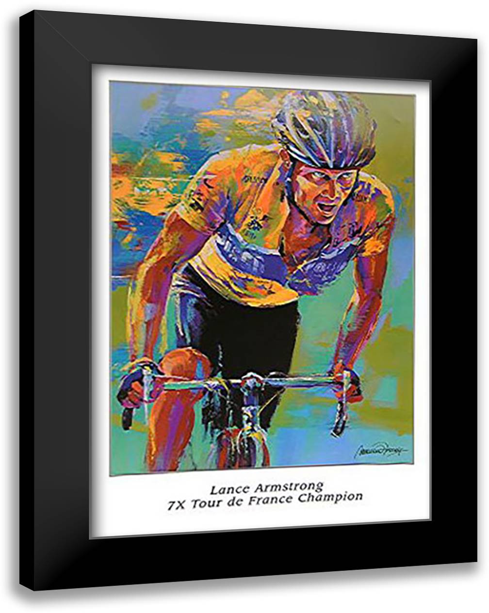 Lance Armstrong - 7X Tour de France Champion 23x32 Black Modern Wood Framed Art Print Poster by Farley, Malcolm