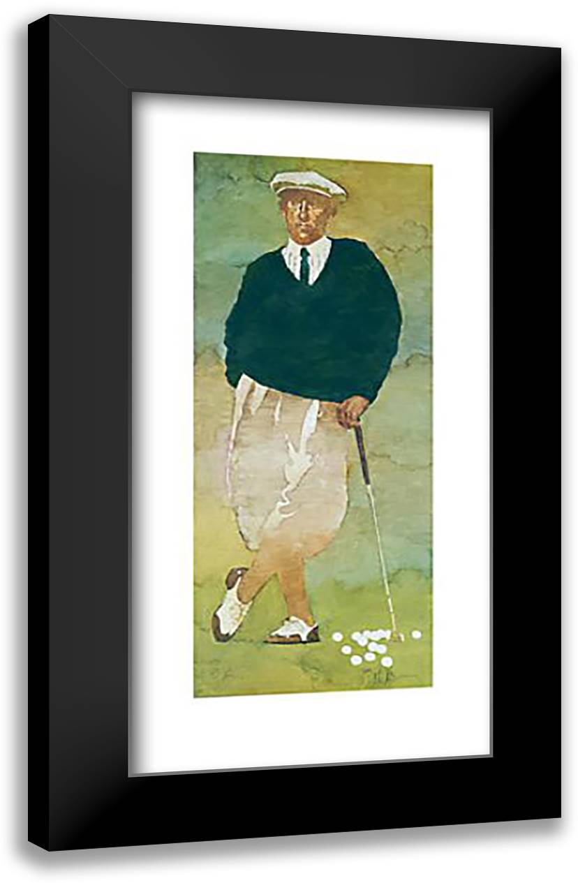 Vintage Male Golfer 22x39 Black Modern Wood Framed Art Print Poster by Forbes, Bart