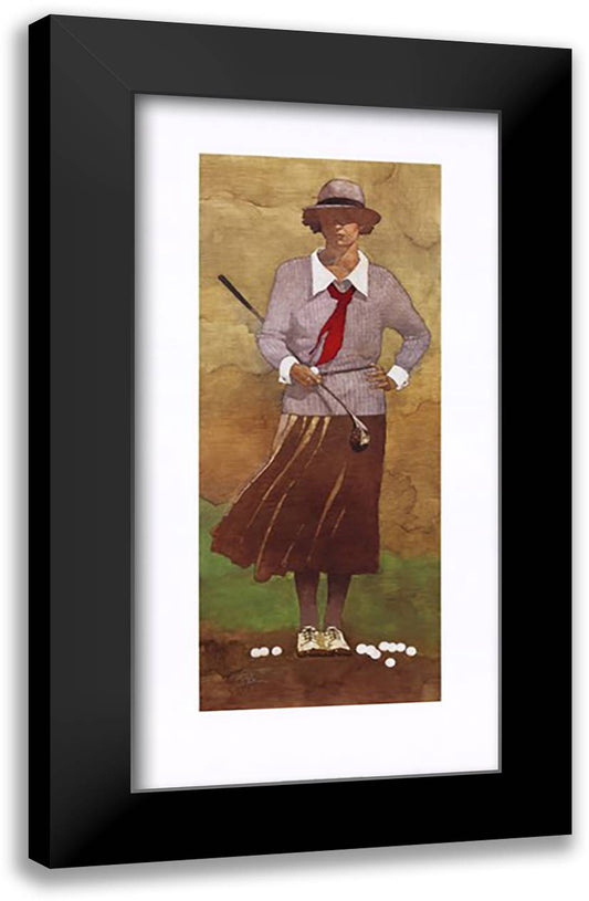 Vintage Woman Golfer 22x39 Black Modern Wood Framed Art Print Poster by Forbes, Bart