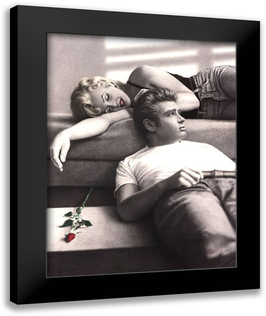 Flutesong Red (Marilyn Monroe & James Dean) 22x28 Black Modern Wood Framed Art Print Poster by Gassenheimer, Paul