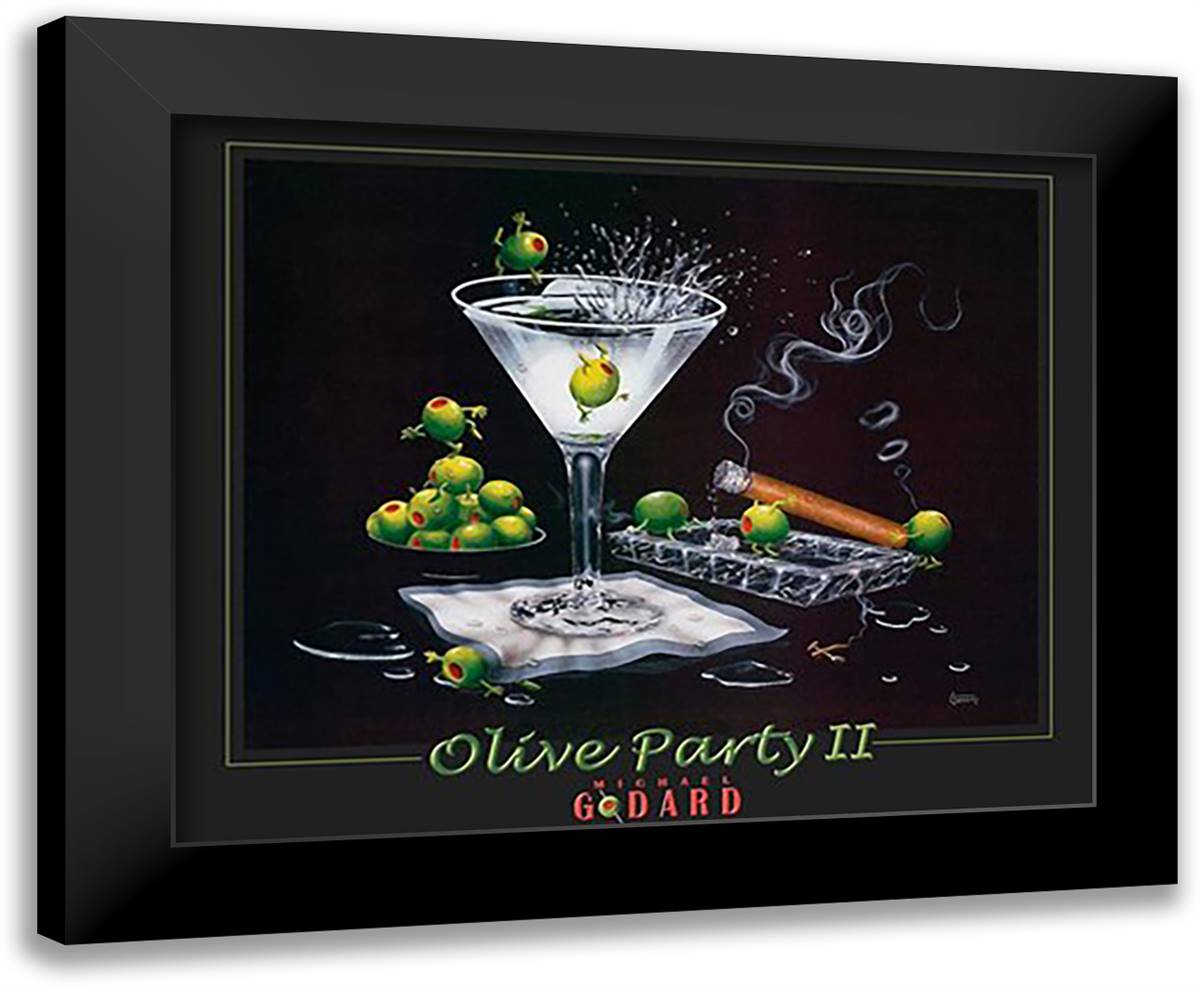 Olive Party II ??? Lit Cigar 34x28 Black Modern Wood Framed Art Print Poster by Godard, Michael
