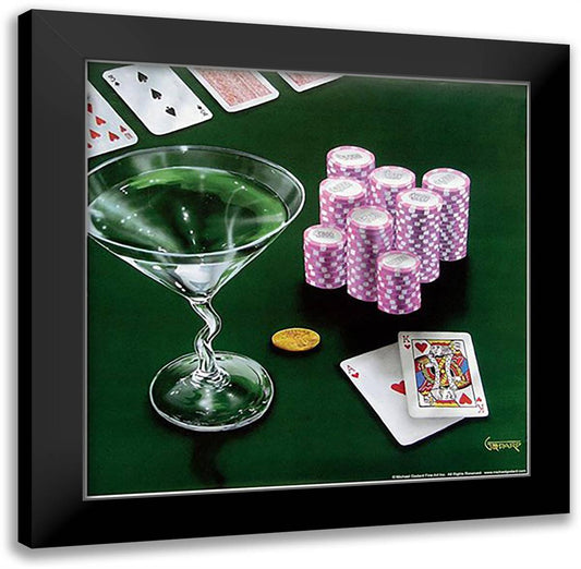 Poker Chips Big Slick 16x16 Black Modern Wood Framed Art Print Poster by Godard, Michael