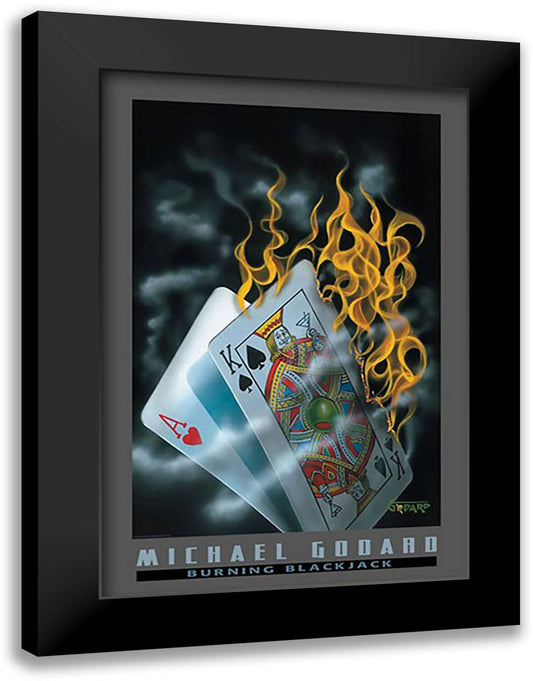 Burning Blackjack 28x40 Black Modern Wood Framed Art Print Poster by Godard, Michael