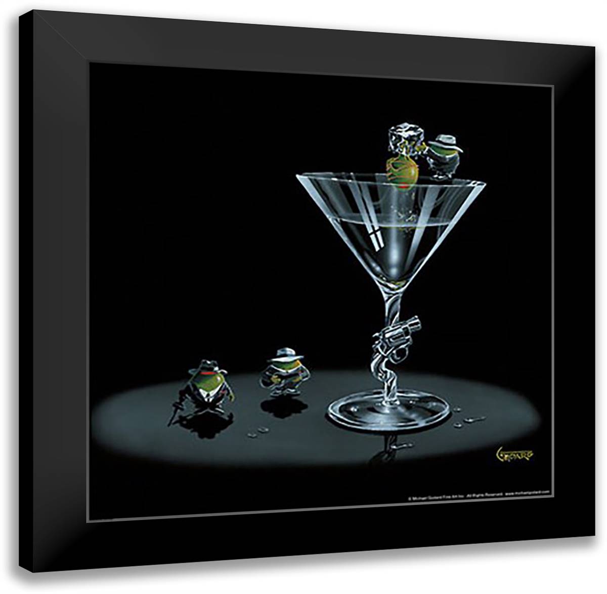 Gangster Martini 16x16 Black Modern Wood Framed Art Print Poster by Godard, Michael