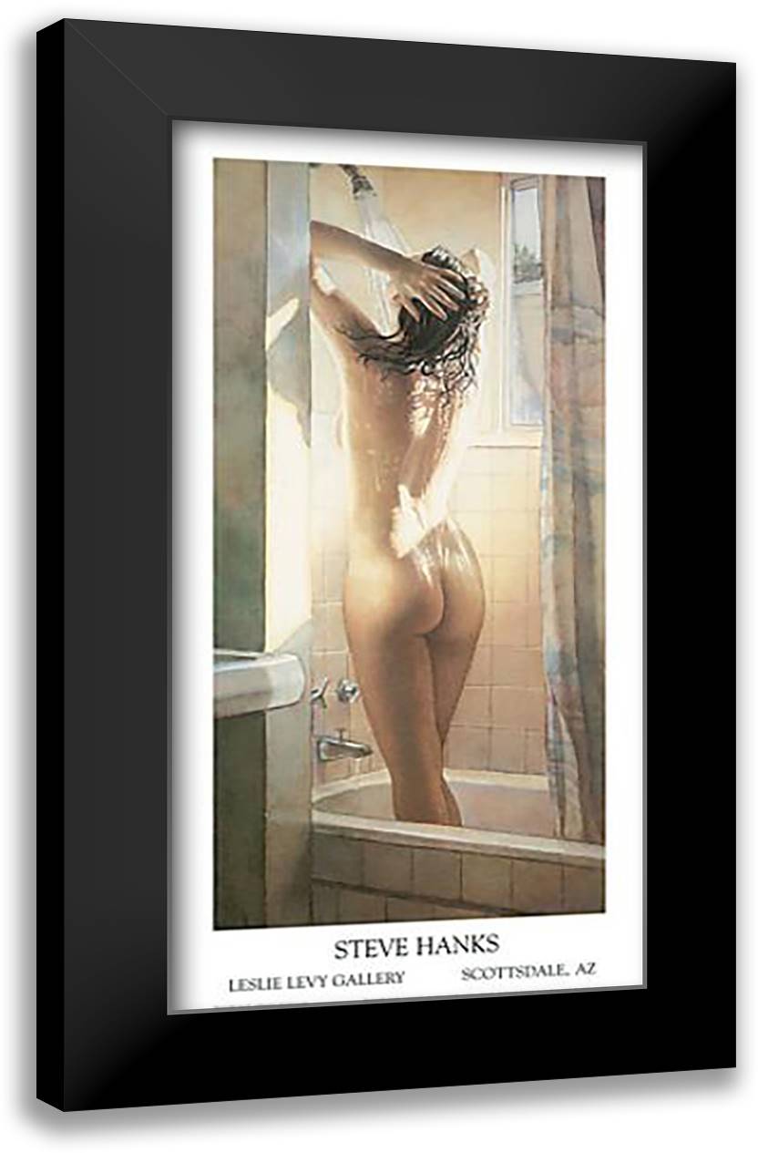 The Shower 19x34 Black Modern Wood Framed Art Print Poster by Hanks, Steve