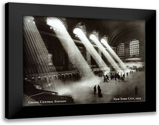 Grand Central Station, New York City, c.1934 36x28 Black Modern Wood Framed Art Print Poster