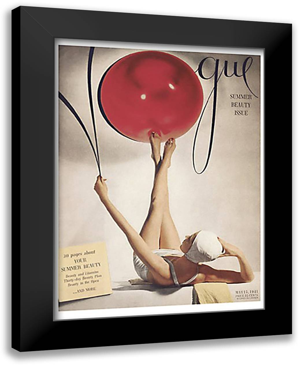 Vogue Cover, May 15, 1941 26x32 Black Modern Wood Framed Art Print Poster by Horst
