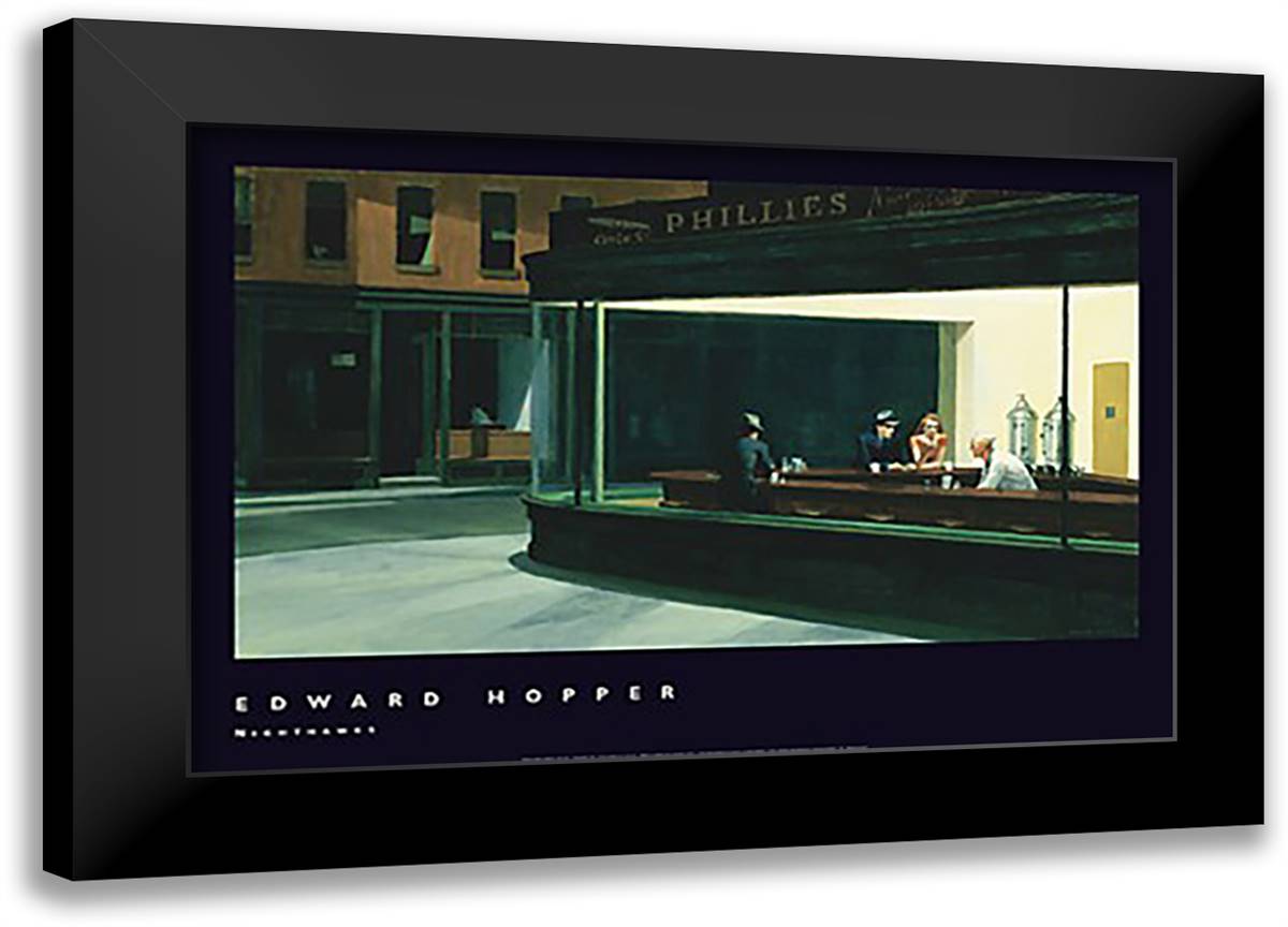 Nighthawks, 1942 40x28 Black Modern Wood Framed Art Print Poster by Hopper, Edward