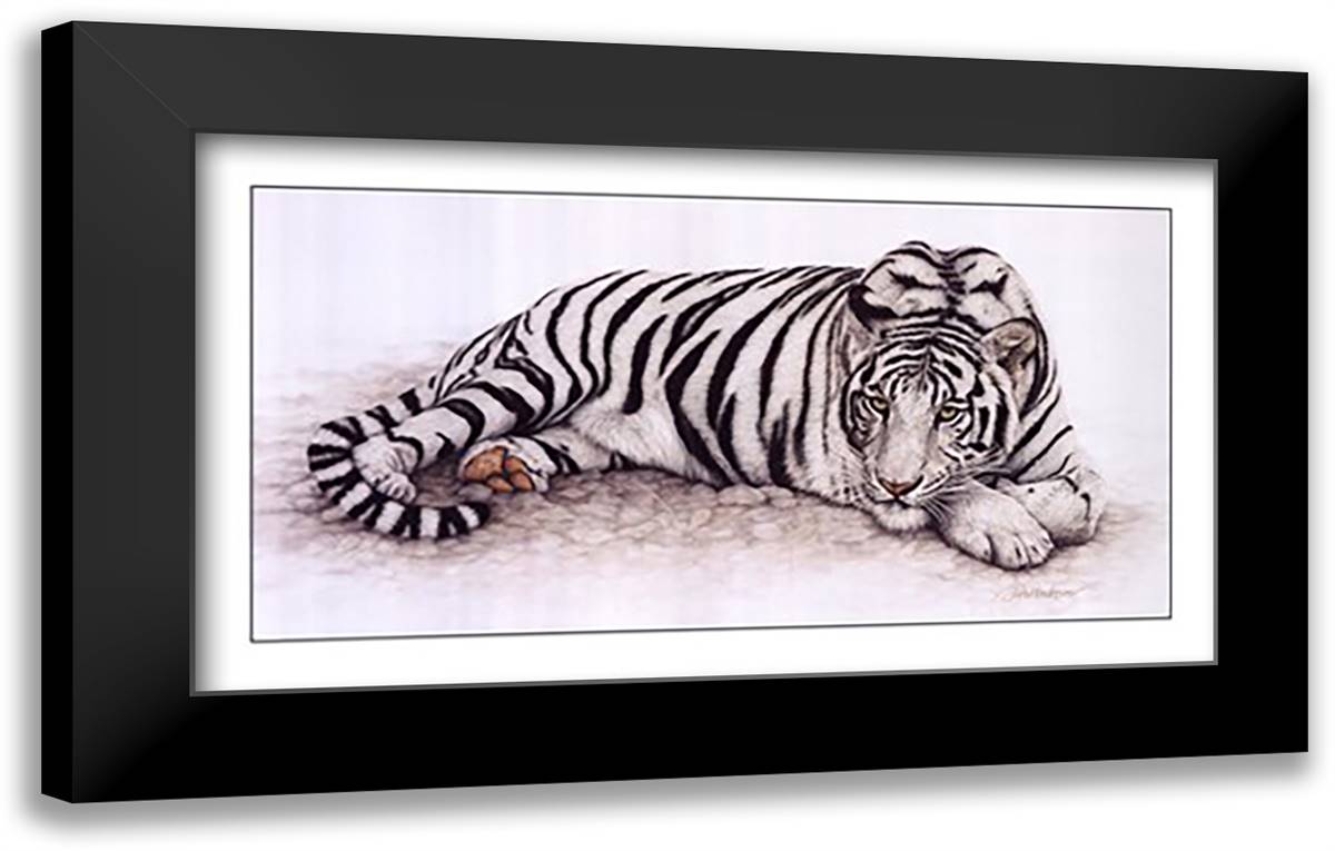 Siberian Tiger 40x24 Black Modern Wood Framed Art Print Poster by Henderson, Jan