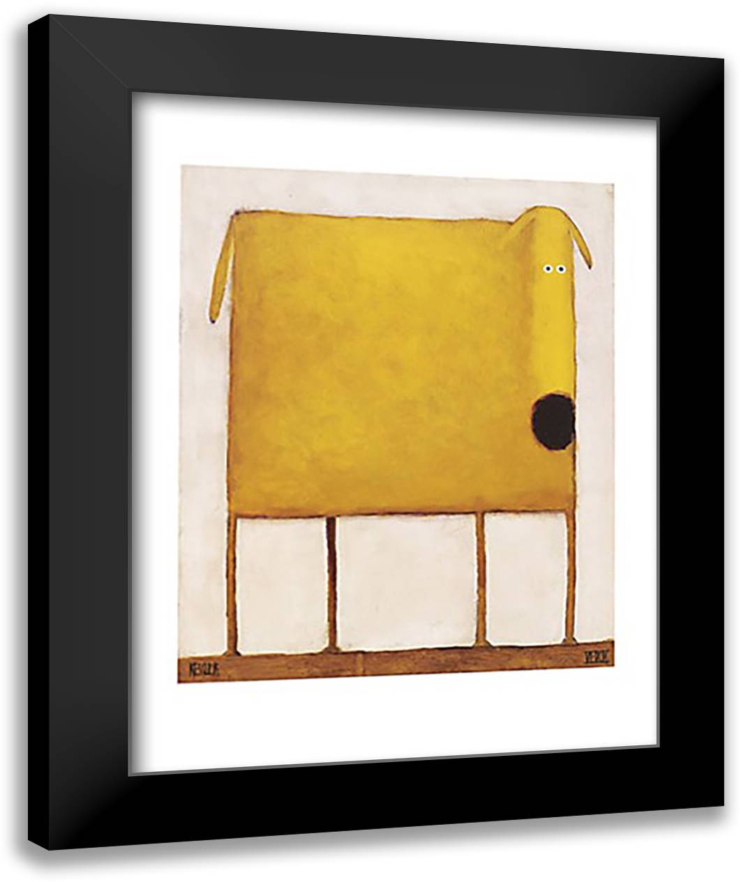 Yellow Dog 28x36 Black Modern Wood Framed Art Print Poster by Kessler, Daniel