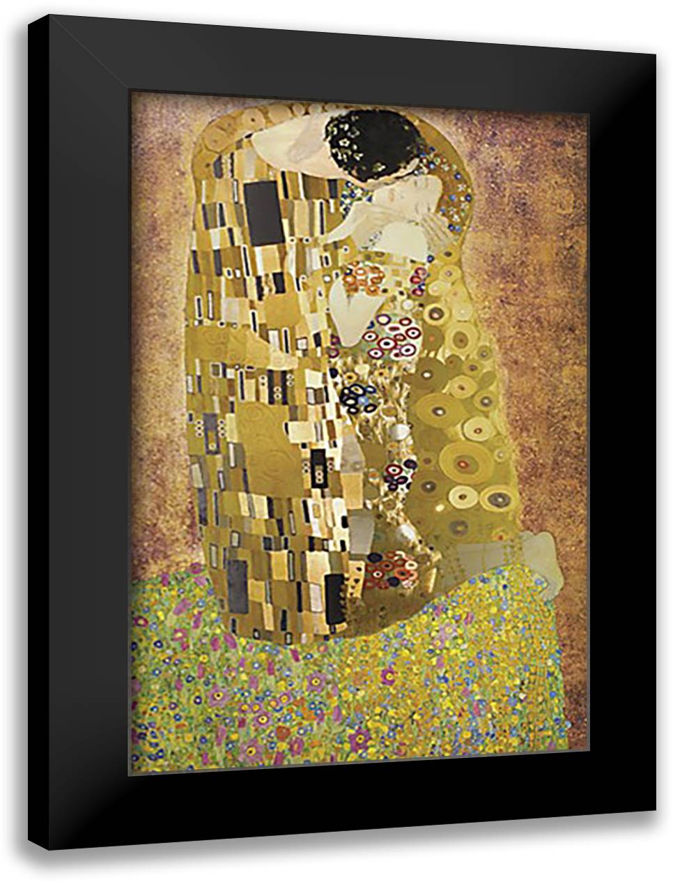 The Kiss [foil] 22x32 Black Modern Wood Framed Art Print Poster by Klimt, Gustav