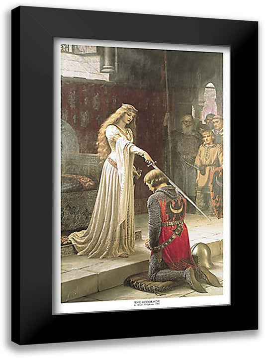 The Accolade 26x40 Black Modern Wood Framed Art Print Poster by Leighton, Edmund Blair