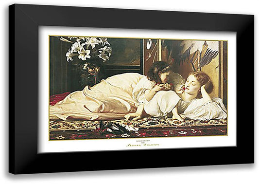 Mother and Child 40x28 Black Modern Wood Framed Art Print Poster by Leighton, Frederic