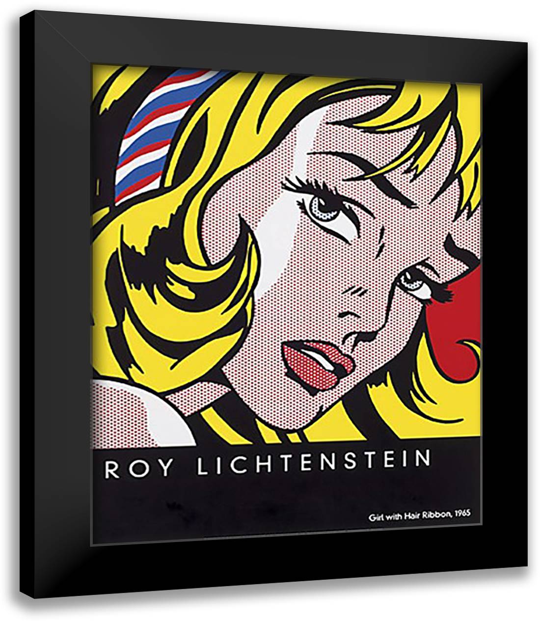 Girl with Hair Ribbon, 1965 26x32 Black Modern Wood Framed Art Print Poster by Lichtenstein, Roy
