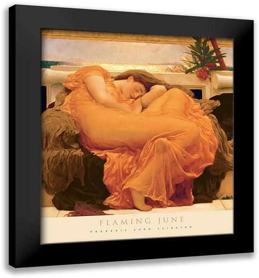 Flaming June 28x32 Black Modern Wood Framed Art Print Poster by Leighton, Frederic