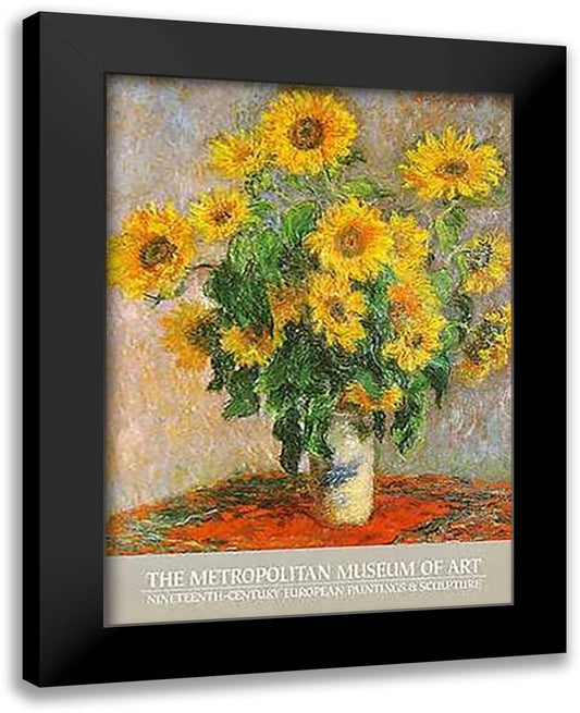 Sunflowers 28x38 Black Modern Wood Framed Art Print Poster by Monet, Claude