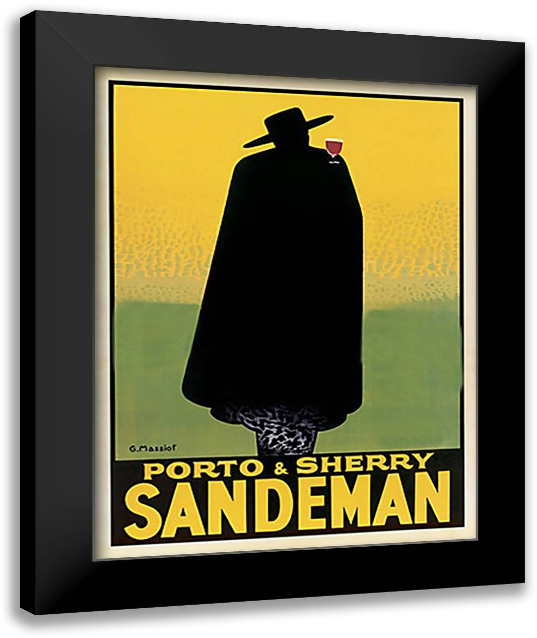 Porto and Sherry Sandeman, 1931 28x36 Black Modern Wood Framed Art Print Poster by Massiot, Georges