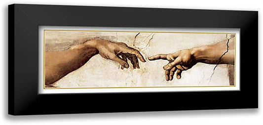 Creation of Adam 40x16 Black Modern Wood Framed Art Print Poster by Michelangelo