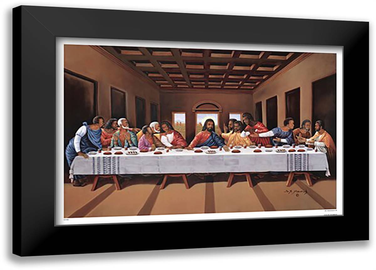 Last Supper (black) 40x28 Black Modern Wood Framed Art Print Poster by Mavruk, Hulis