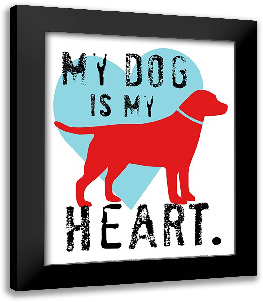 My Dog Is My Heart 15x18 Black Modern Wood Framed Art Print Poster by Oliphant, Ginger