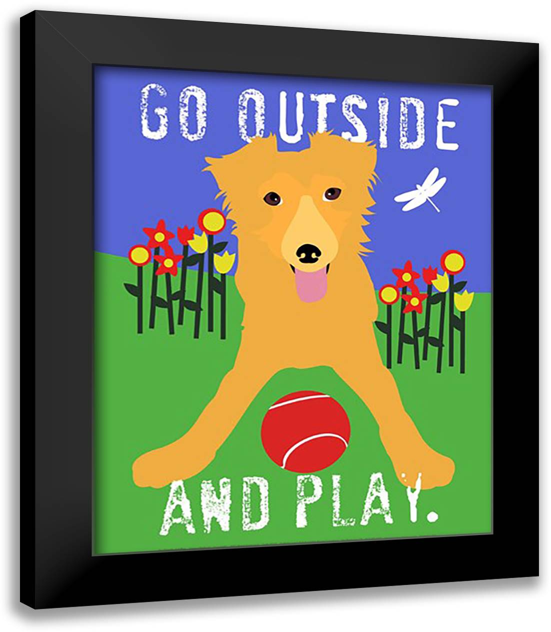 Go Outside and Play 15x18 Black Modern Wood Framed Art Print Poster by Oliphant, Ginger