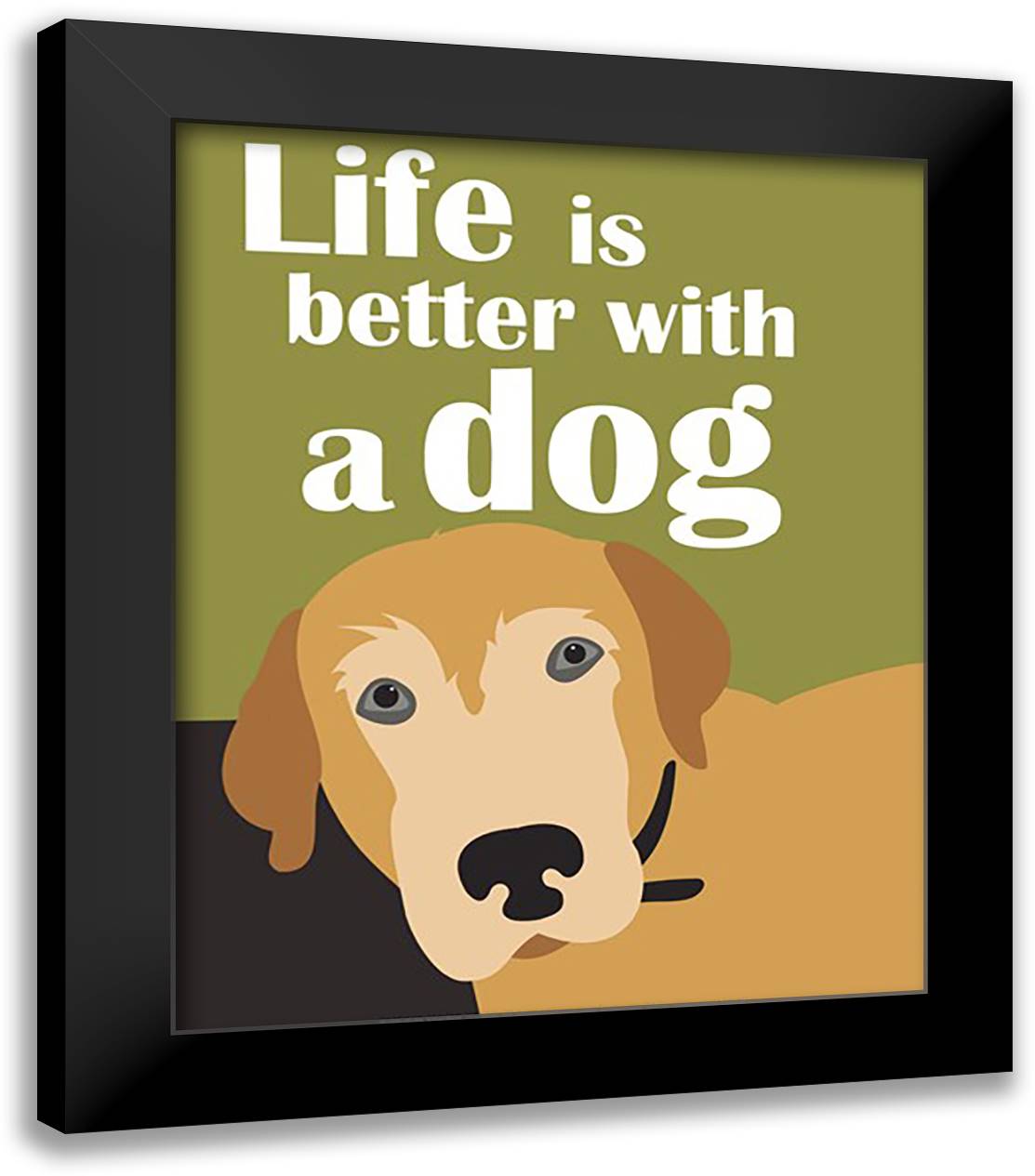 Life Is Better With A Dog 20x24 Black Modern Wood Framed Art Print Poster by Oliphant, Ginger