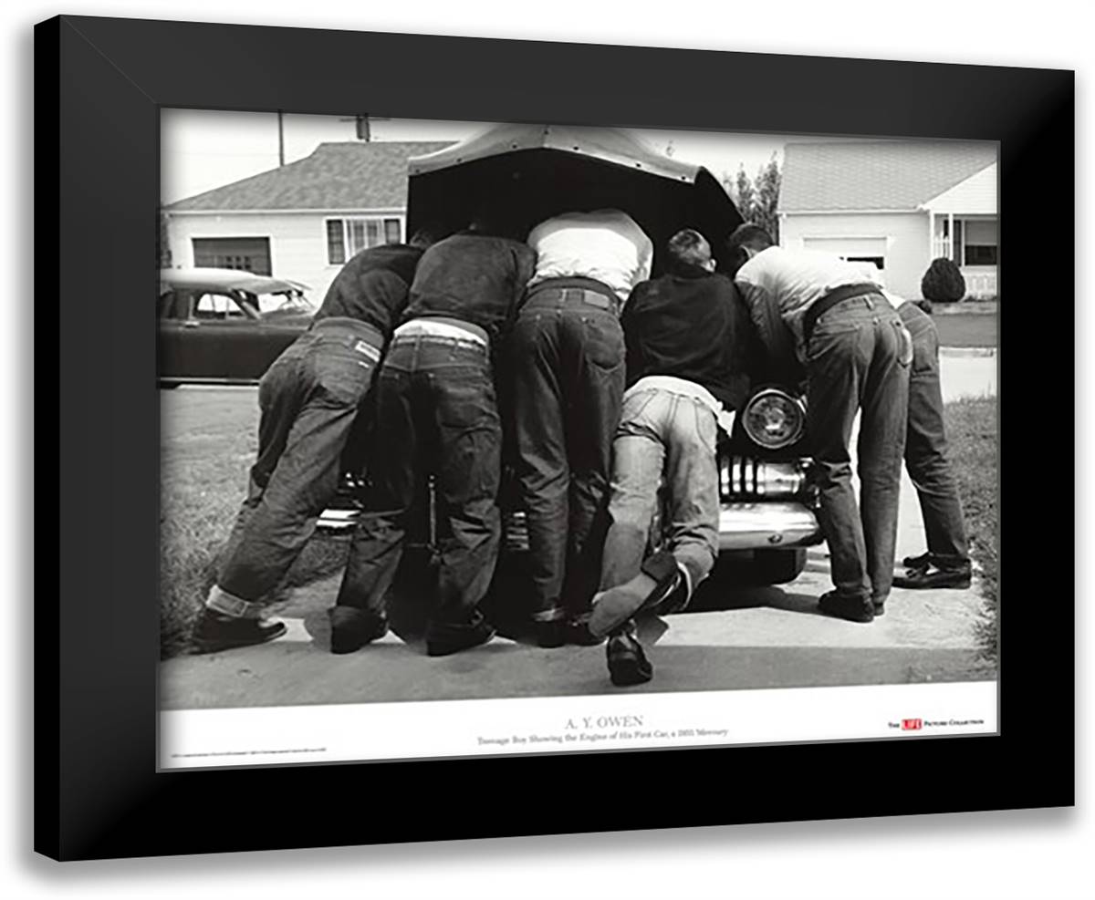 Boys with Their First Car, 1957 32x26 Black Modern Wood Framed Art Print Poster by Owen, A.