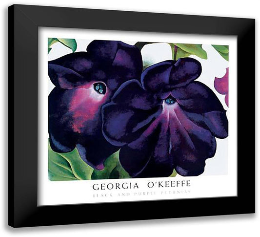 Black and Purple Petunias 30x28 Black Modern Wood Framed Art Print Poster by O'Keeffe, Georgia