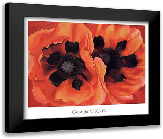 Oriental Poppies, 1928 34x28 Black Modern Wood Framed Art Print Poster by O'Keeffe, Georgia