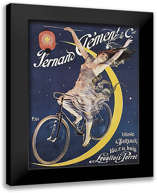 Clement Cycles 28x38 Black Modern Wood Framed Art Print Poster by Pal