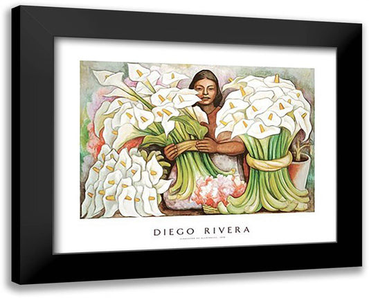 Vendedora De Alcatraces, 1938 40x28 Black Modern Wood Framed Art Print Poster by Rivera, Diego