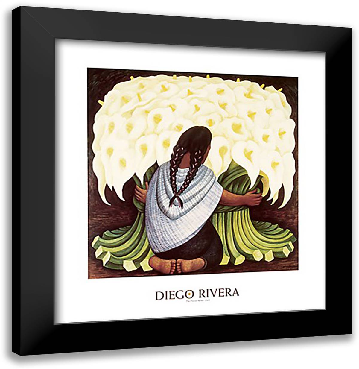 The Flower Seller, 1942 28x32 Black Modern Wood Framed Art Print Poster by Rivera, Diego