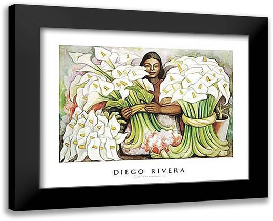 Vendedora De Alcatraces, 1938 24x20 Black Modern Wood Framed Art Print Poster by Rivera, Diego