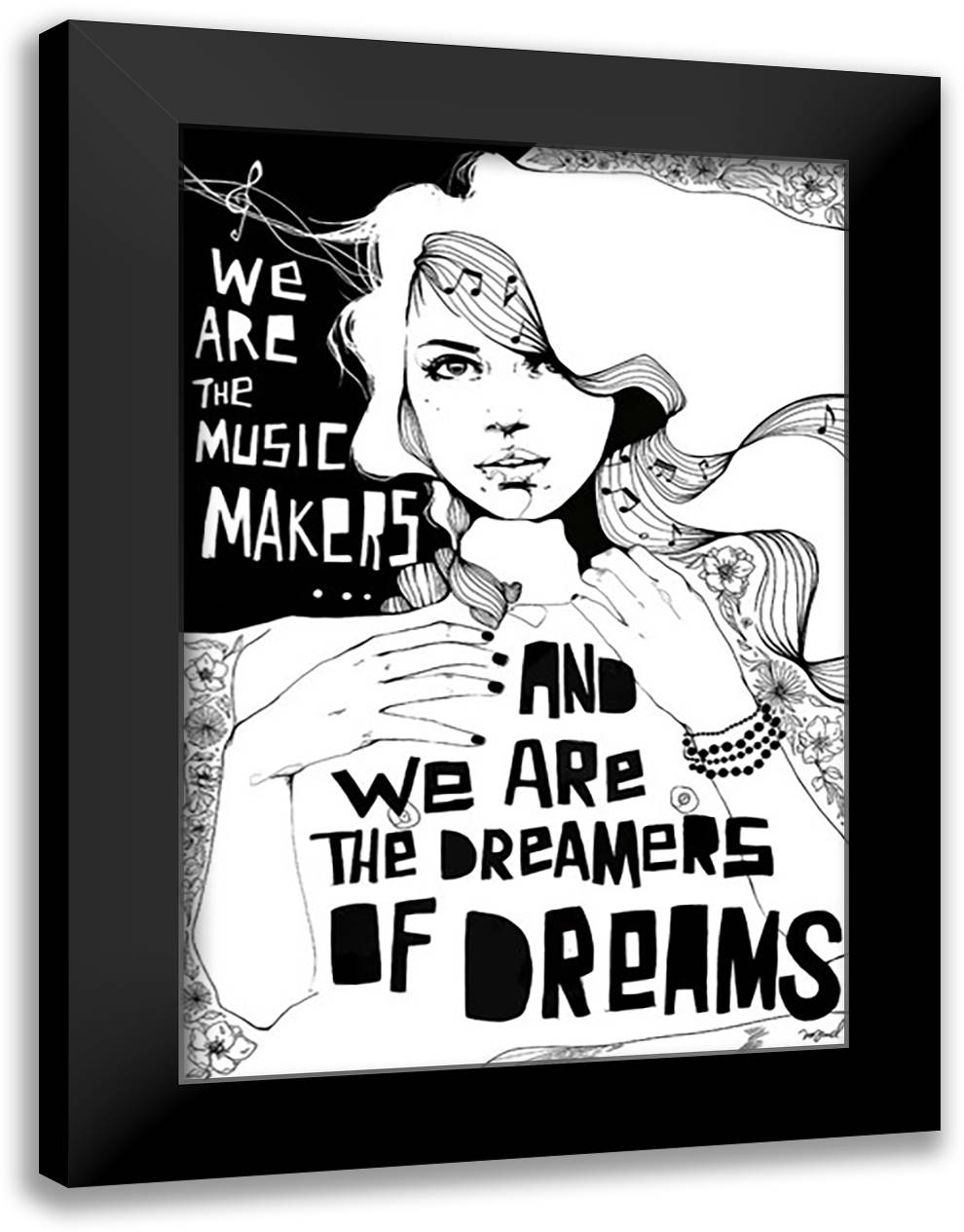Music Makers 18x24 Black Modern Wood Framed Art Print Poster by Rebollo, Manuel