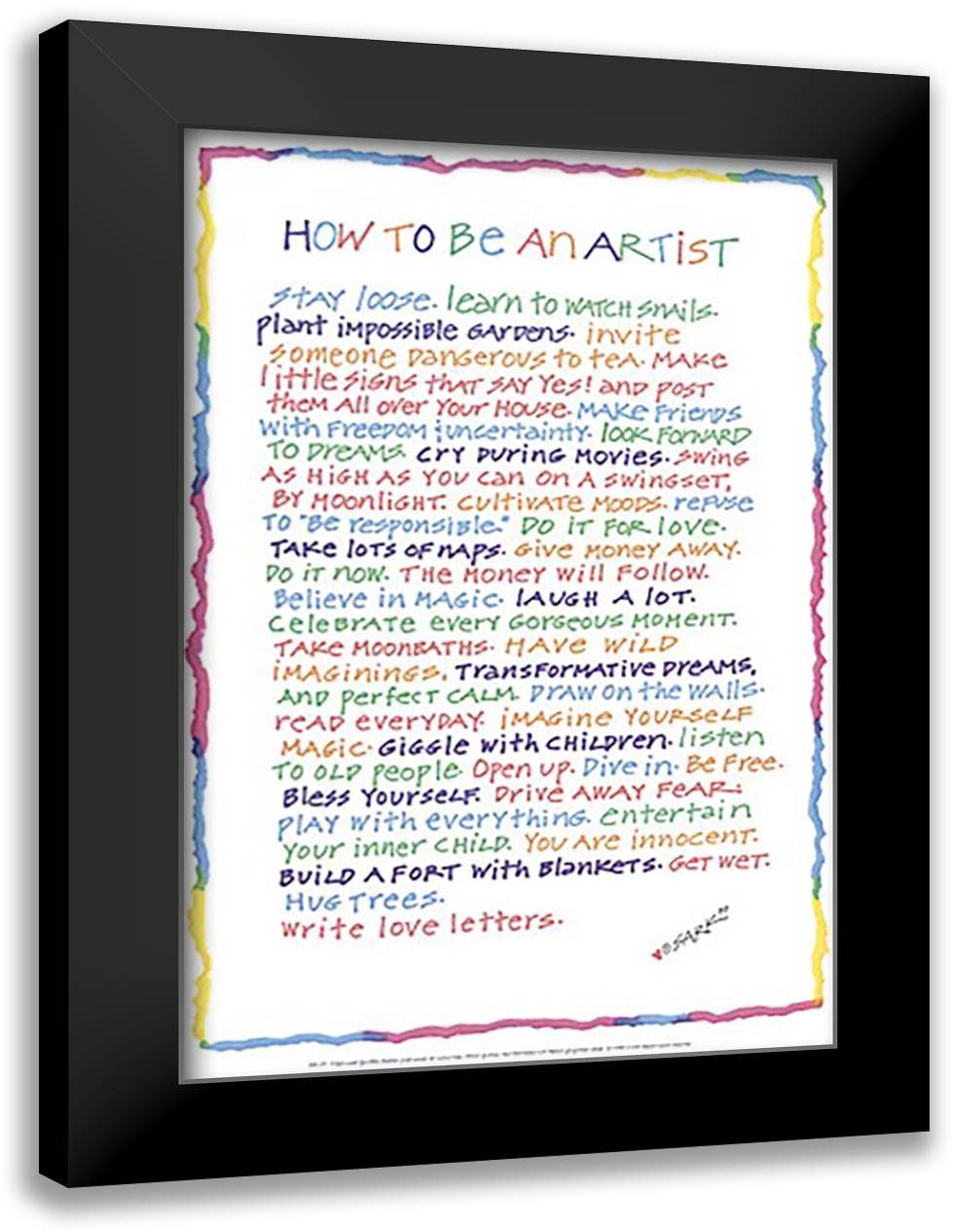 How to Be an Artist 27x39 Black Modern Wood Framed Art Print Poster by Sark