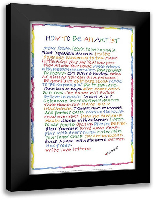How to Be an Artist 19x27 Black Modern Wood Framed Art Print Poster by Sark