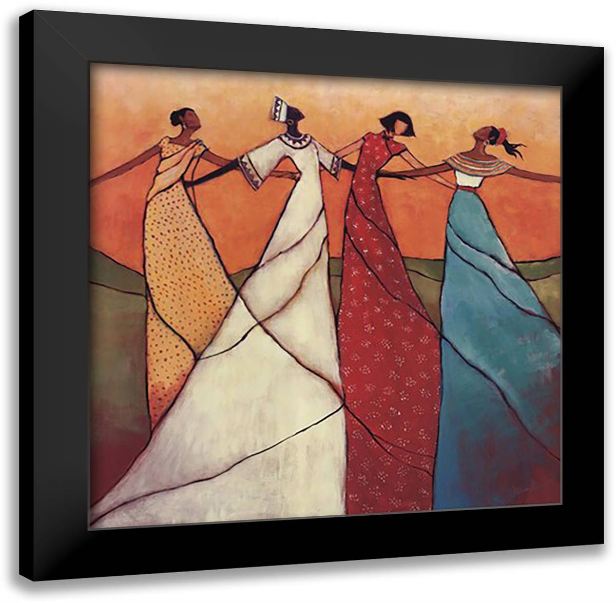 Unity 28x28 Black Modern Wood Framed Art Print Poster by Stewart, Monica